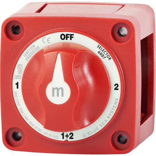 Blue Sea 6007 m-Series (Mini) Battery Switch Selector Four Position Red 6007
