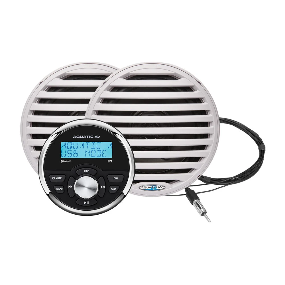 Aquatic AV GP1 Gauge Stereo & Economy 6.5" Speakers - White (Pair)