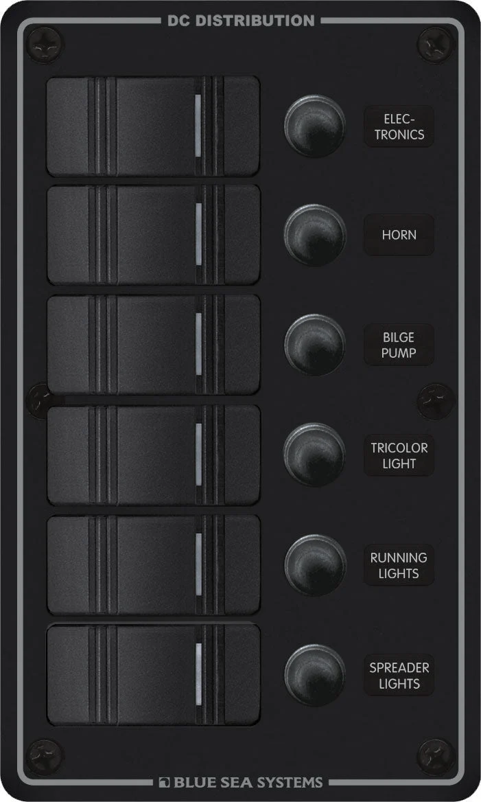 Blue Sea Panel H2O 12Vdc Clb 6Pos Blk V – Marine Electrical Replacement Part