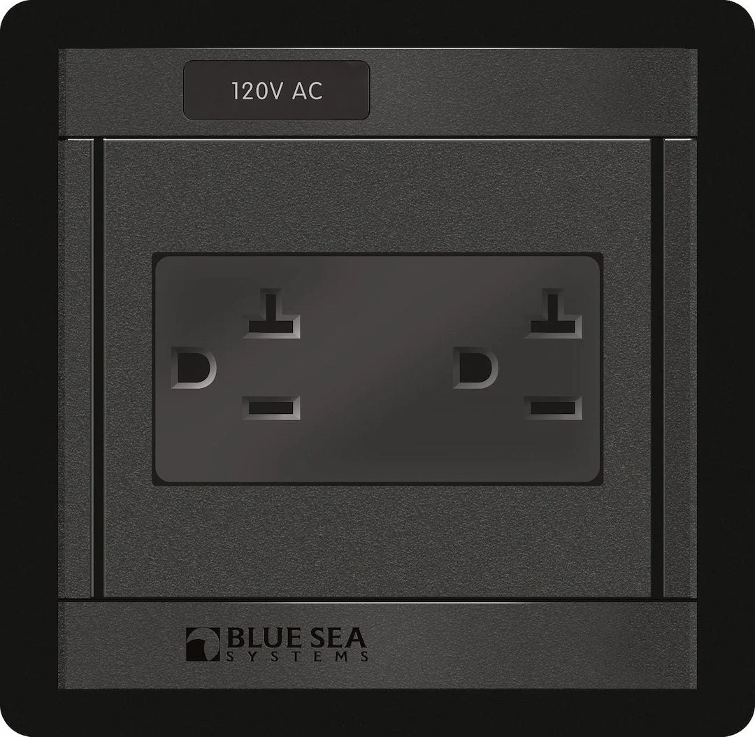 Blue Sea Panel 360 120Vac Dual Outlet – Marine Boat Replacement Part