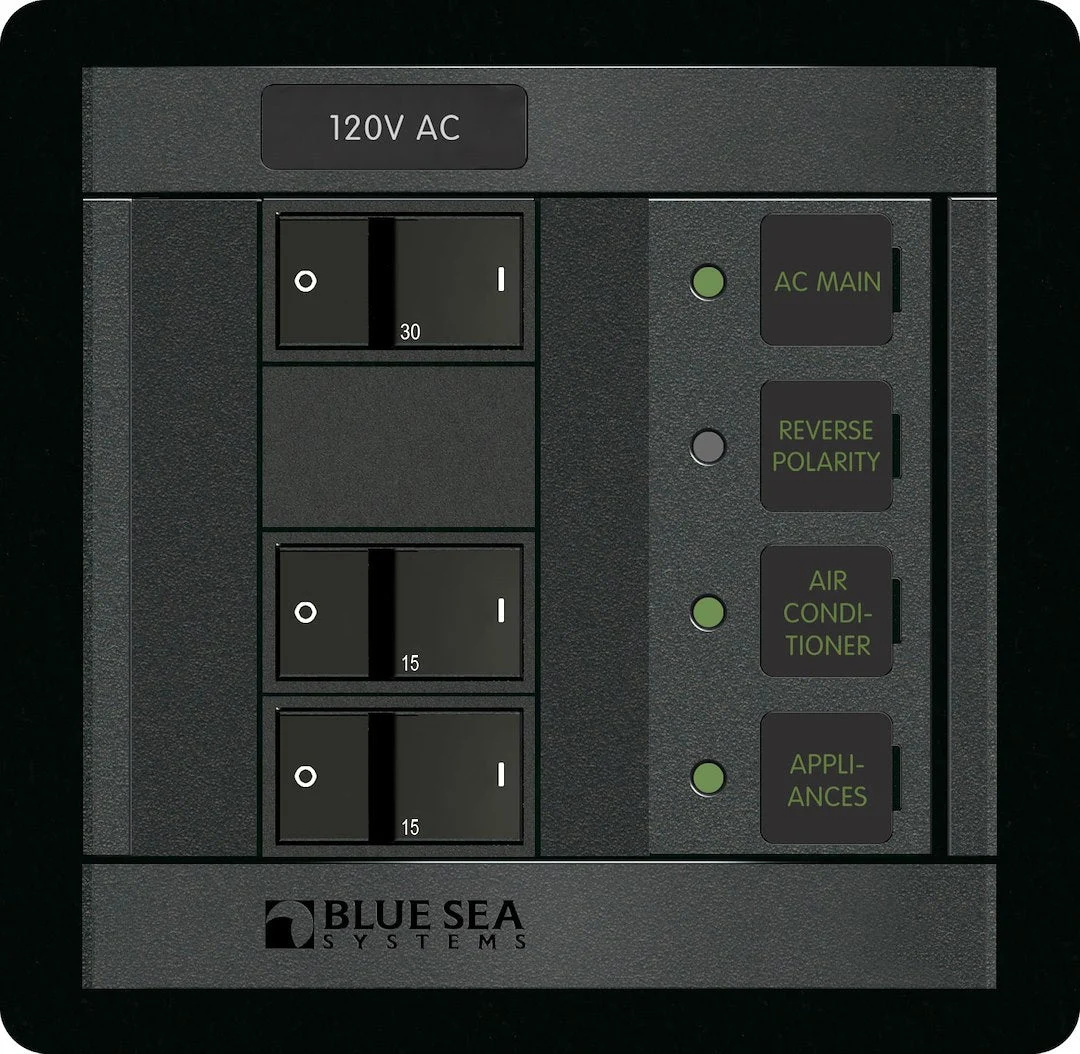 Blue Sea Panel 360 120Vac 2Pos W/Main Fr – Marine Electrical Replacement Part