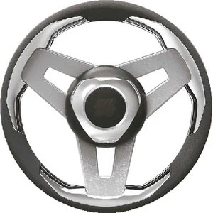 Uflex Steering Wheel-Black Grip Sliver Spk Loredan B/S/Ch LOREDANBSCH