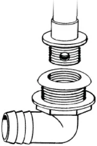 T-H Marine - Thru-hull 1 1/8in Barb 90'deg - TH1290T
