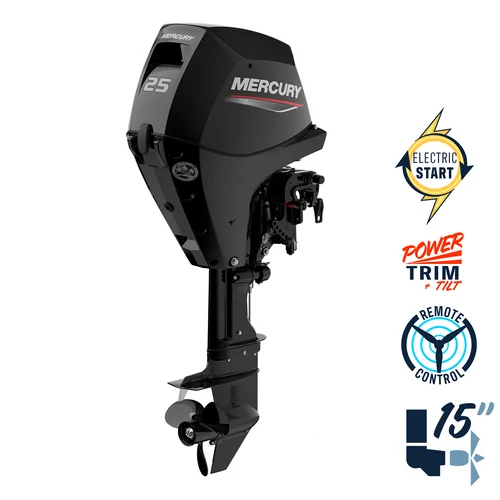 New Mercury 25EPT EFI 15" Shaft Power Trim Four Stroke Remote Outboard 1A25403BK