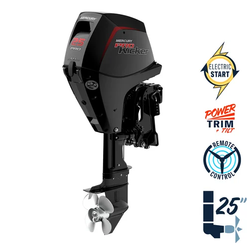 New Mercury 25EXLPT EFI 25" Shaft Power Trim Four Stroke ProKicker Remote Outboard 1A25462BK