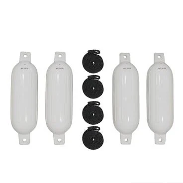 Extreme Max 3006.7518 BoatTector Inflatable Fender Value 4-Pack - 4.5" x 16", White