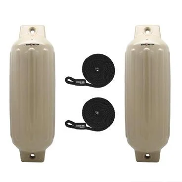 Extreme Max 3006.7566 BoatTector Inflatable Fender Value 2-Pack - 8.5" x 27", Sand