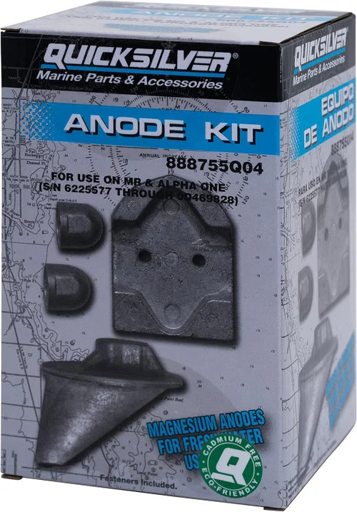 OPEN BOX OEM Quicksilver Mercruiser Anode Kit - Alpha Drives MR and 1 - from 1984-1991 Magnesium 97-888755Q04