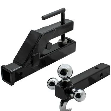 Extreme Max 5001.1376 Clamp-On Tractor Bucket Receiver Adapter and Tri-Ball Hitch with Tow Hook