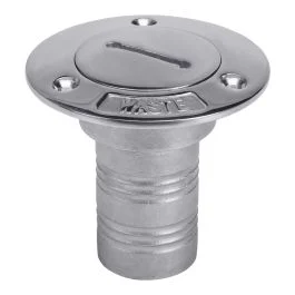 Stainless Deck Fill 1-1/2" Hose, Waste, 3-1/2" Flange