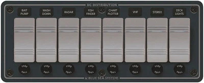 Blue Sea Systems - Panel H2o 12vdc 8 Pos Horiz. - 8261