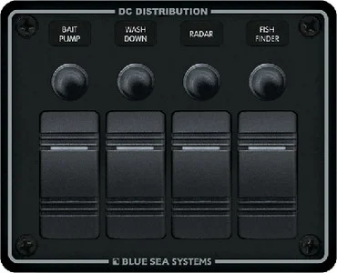 Blue Sea Systems - Panel H2o Cb 12vdc 4 Pos Black - 8372