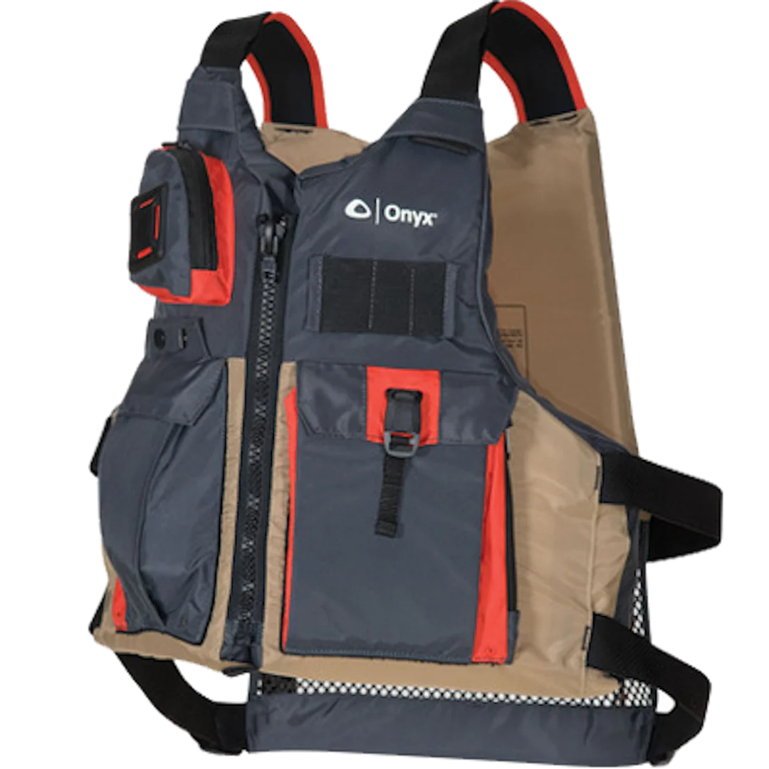Onyx Kayak Fishing Vest - Adult Oversized - Tan/Grey