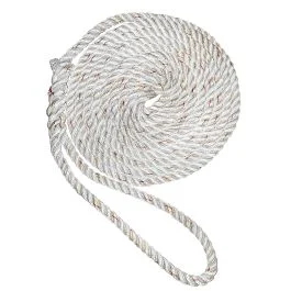 New England Ropes 1/2" Premium 3-Strand Dock Line - White w/Tracer - 35'