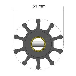 Albin Group Premium Impeller Kit - 51 x 12.7 x 22mm - 10 Blade - Pin Insert