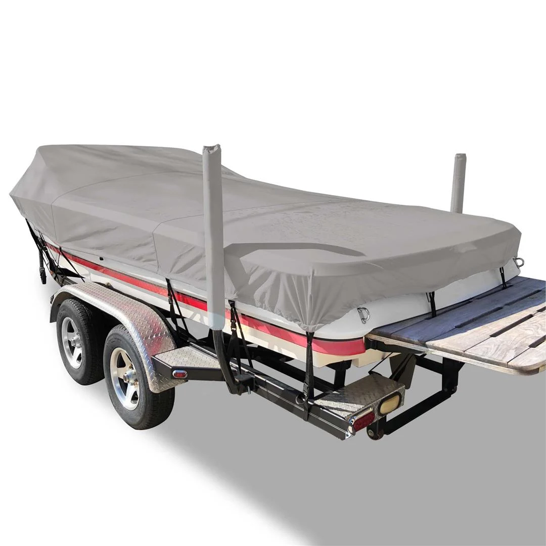 Carver Flex-Fit™ PRO Polyester Size 3 Boat Cover f/Fish & Ski Boats I/O or O/B & Wide Bass Boats - Grey