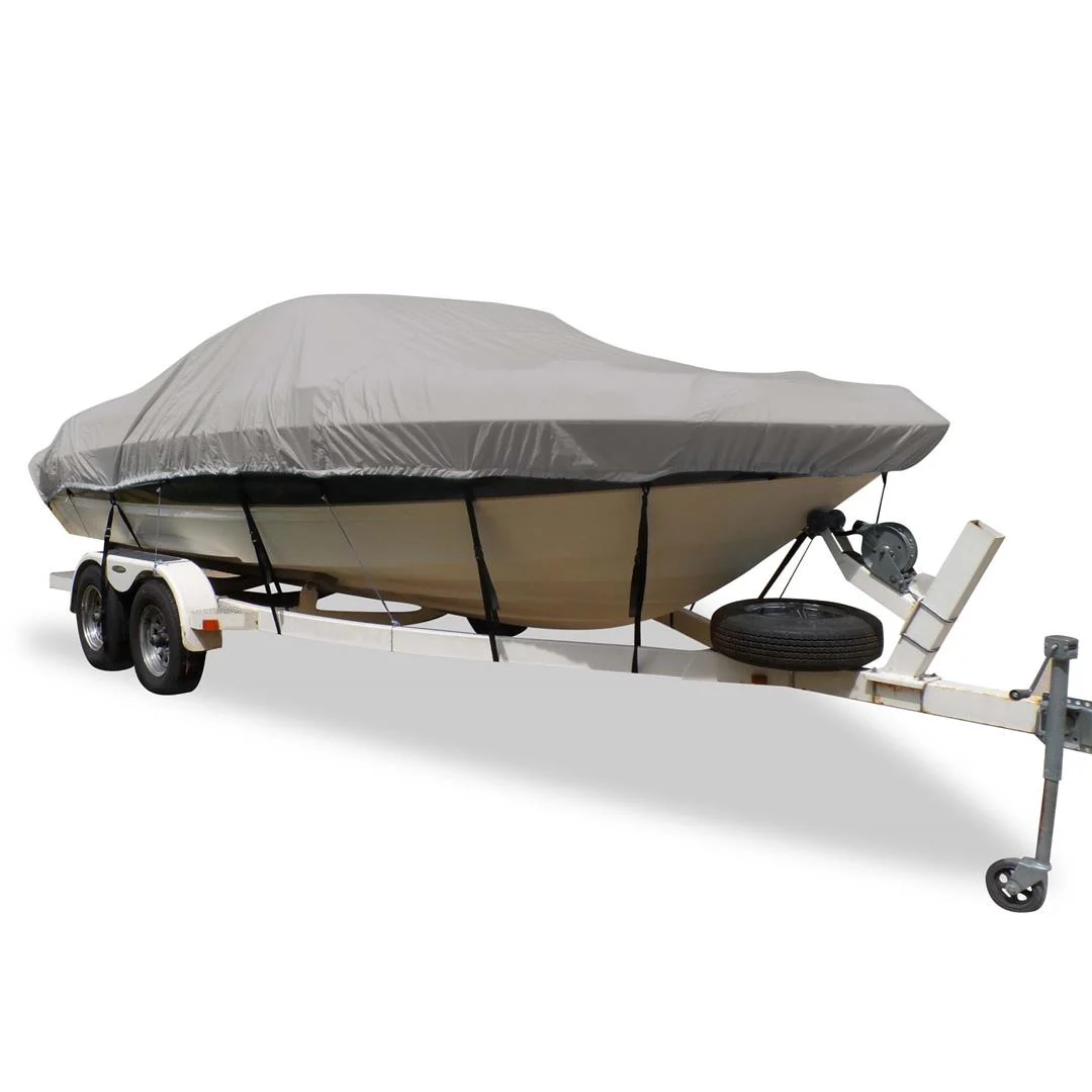 Carver Flex-Fit™ PRO Polyester Size 4 Boat Cover f/V-Hull & Tri-Hull Boats I/O or O/B - Grey