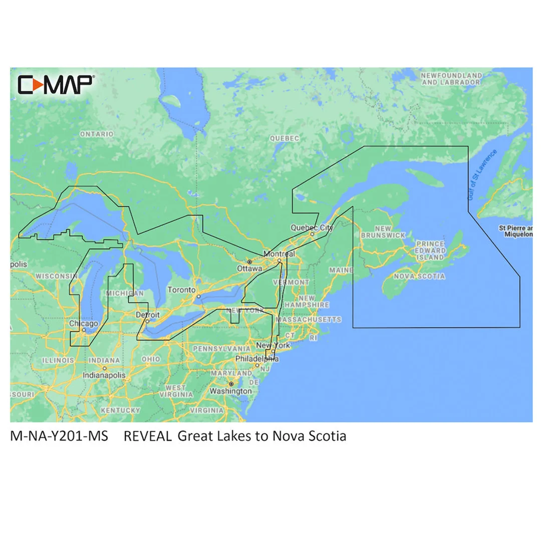 C-MAP M-NA-Y201-MS Great Lakes To Nova Scotia REVEAL™ Coastal Chart