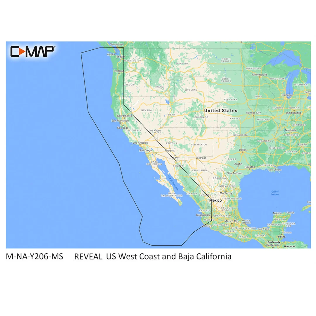 C-MAP M-NA-Y206-MS West Coast & Baja California REVEAL™ Coastal Chart - Does NOT contain Hawaii