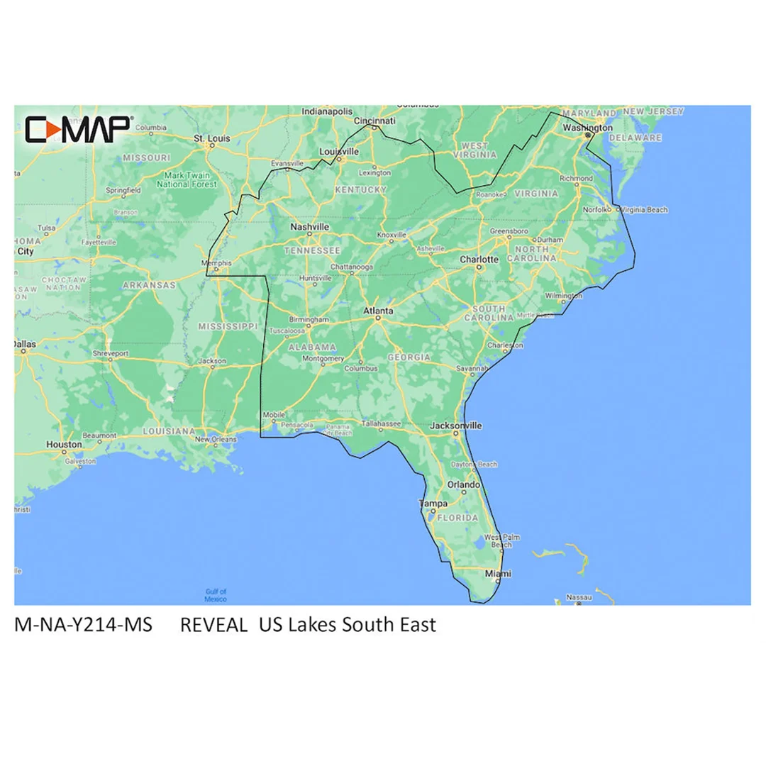 C-MAP M-NA-Y214-MS US Lakes South East REVEAL™ Inland Chart
