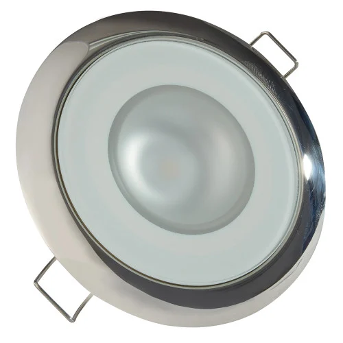 Lumitec Mirage - Flush Mount Down Light - Glass Finish/Polished SS Bezel - 2-Color White/Blue Dimming 113111