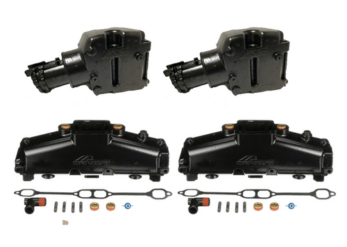 OEM MerCruiser 305/350 HD Coated Exhaust Manifold & Riser Kit - 5.7 / 5.0 / 6.2 (1986-2002) 860246A15 807988A03