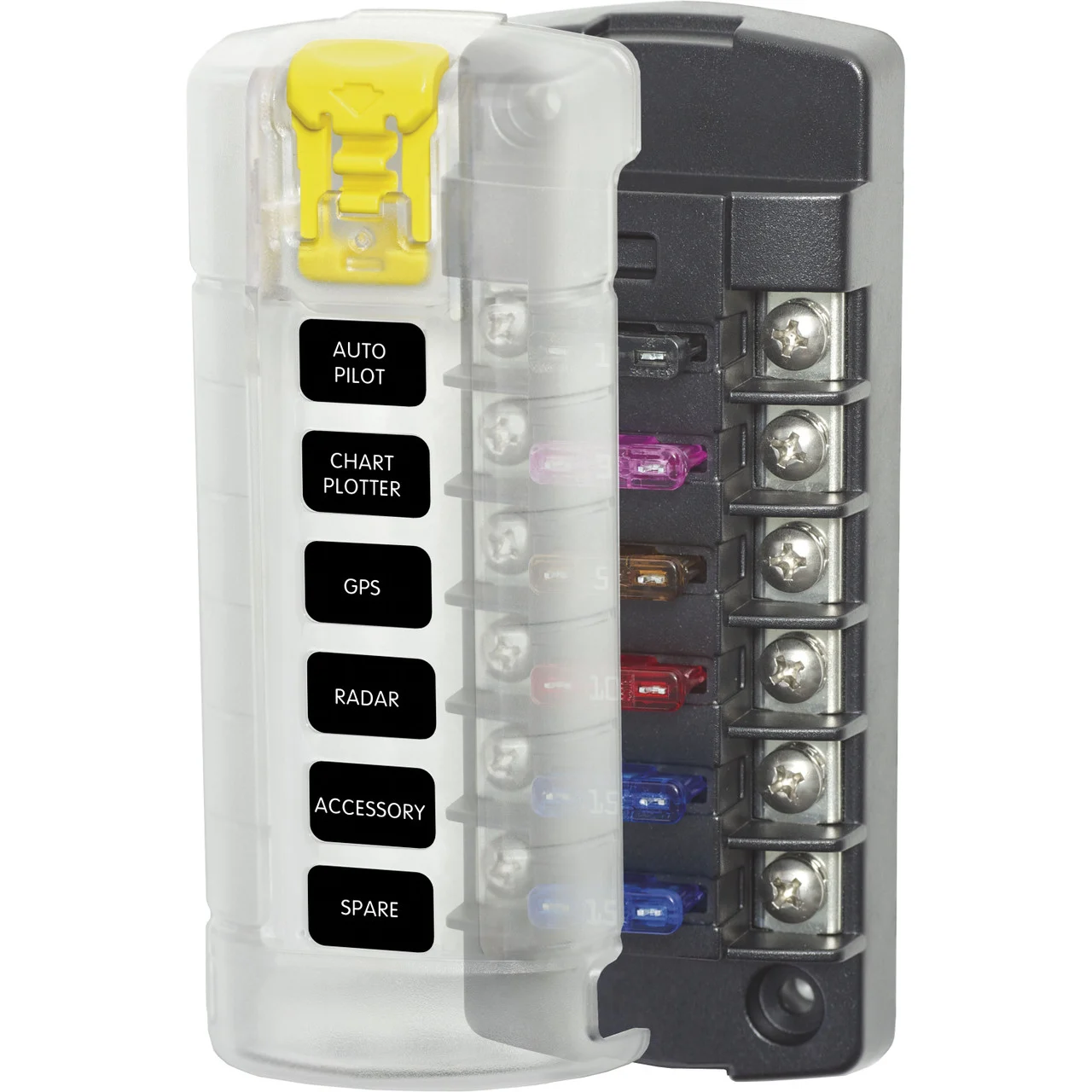 Blue Sea Systems 5035-BSS ST Blade Fuse Block - 6 Independent Circuits with Cover - 5035-BSS