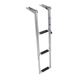 304 Stainless Steel Narrow Telescoping Over Platform Ladder, 3-Step