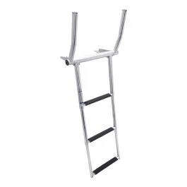 Stainless Steel Telescoping Over Platform Ladder with Fold Out Grab Rail, 3 Step