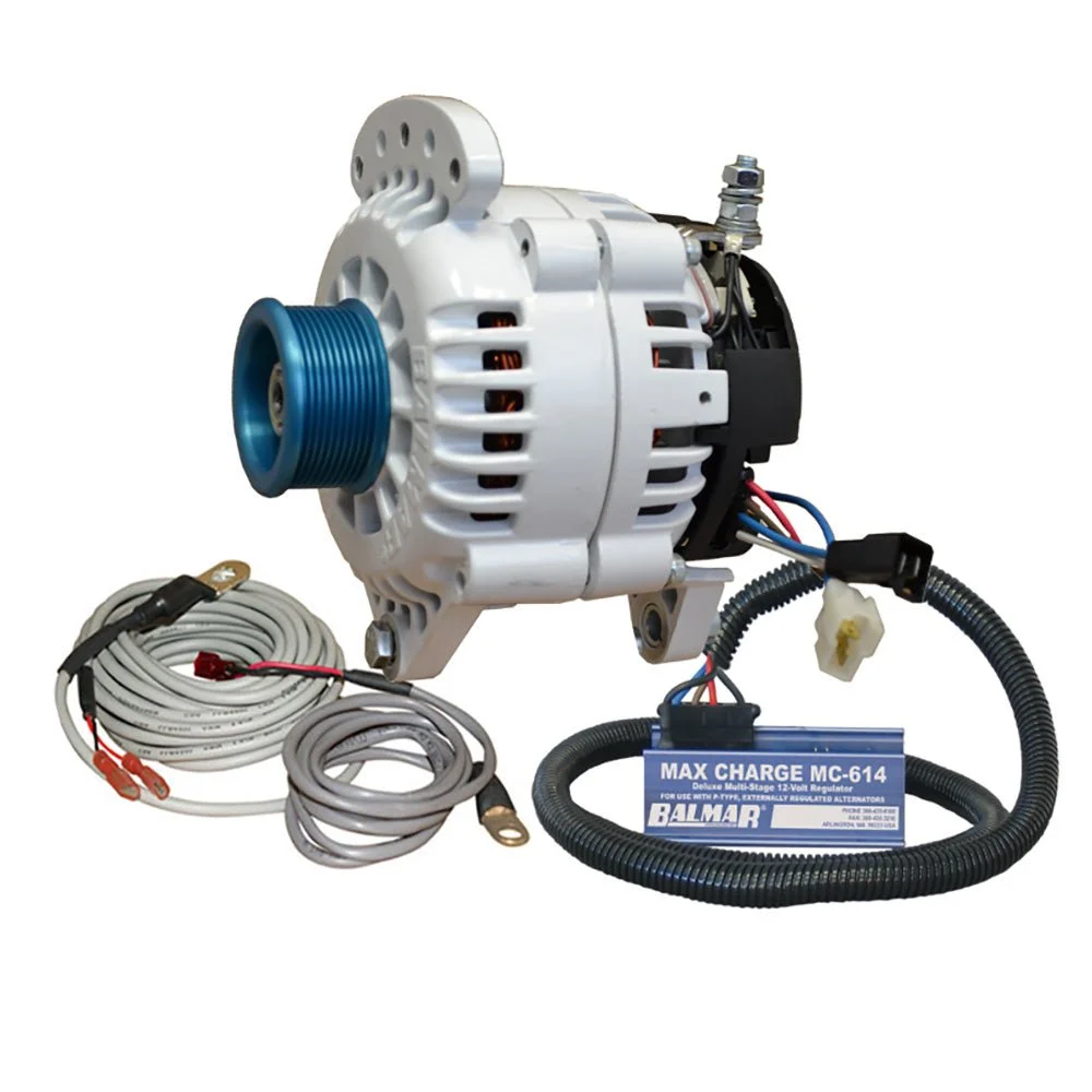 Balmar Alternator 100 AMP Kit 12V 3.15" Dual Foot Saddle J10 Pulley Regulator & Temp Sensor – Marine Boat Replacement Part