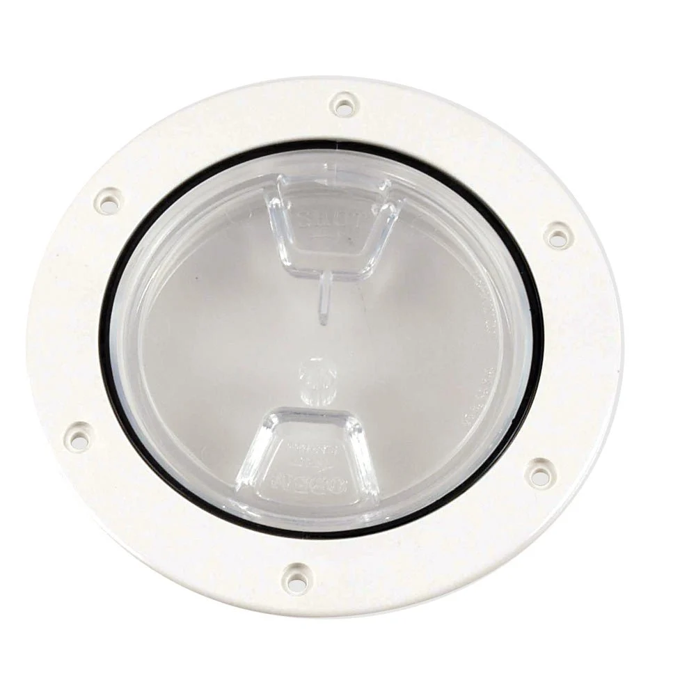 Beckson Marine Beckson 4" Clear Center Screw-Out Deck Plate - White