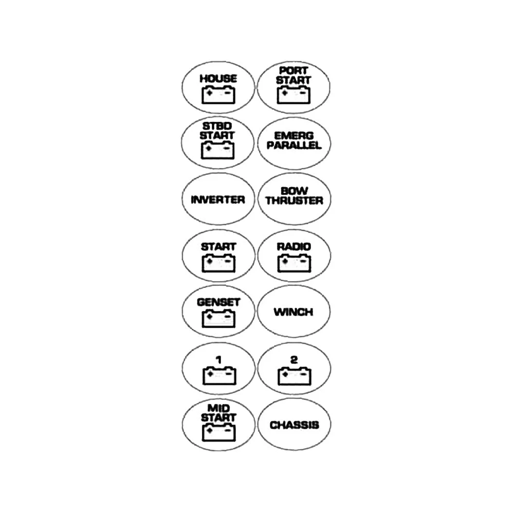 BEP Marine BEP Battery Switch Label Sheet