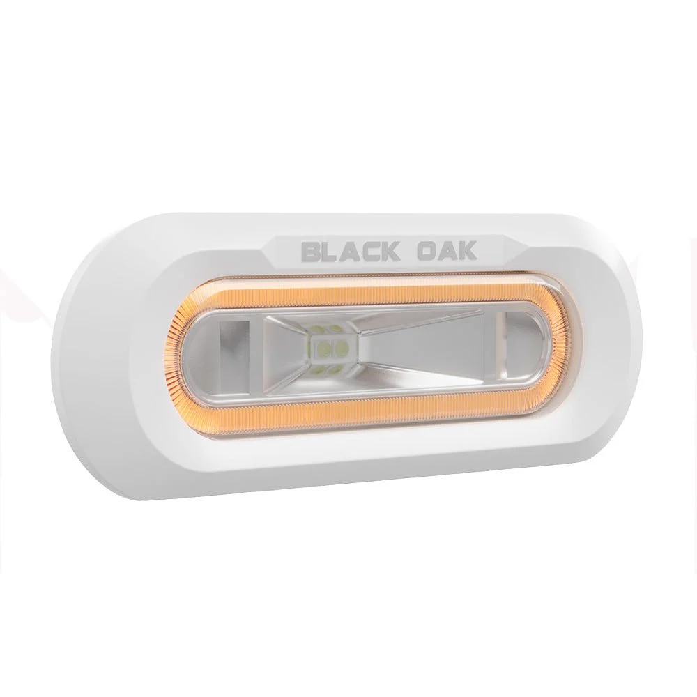 Black Oak LED Black Oak Low Pro™ Marine Spreader Light - Flush Mount - White Housing - Amber LED