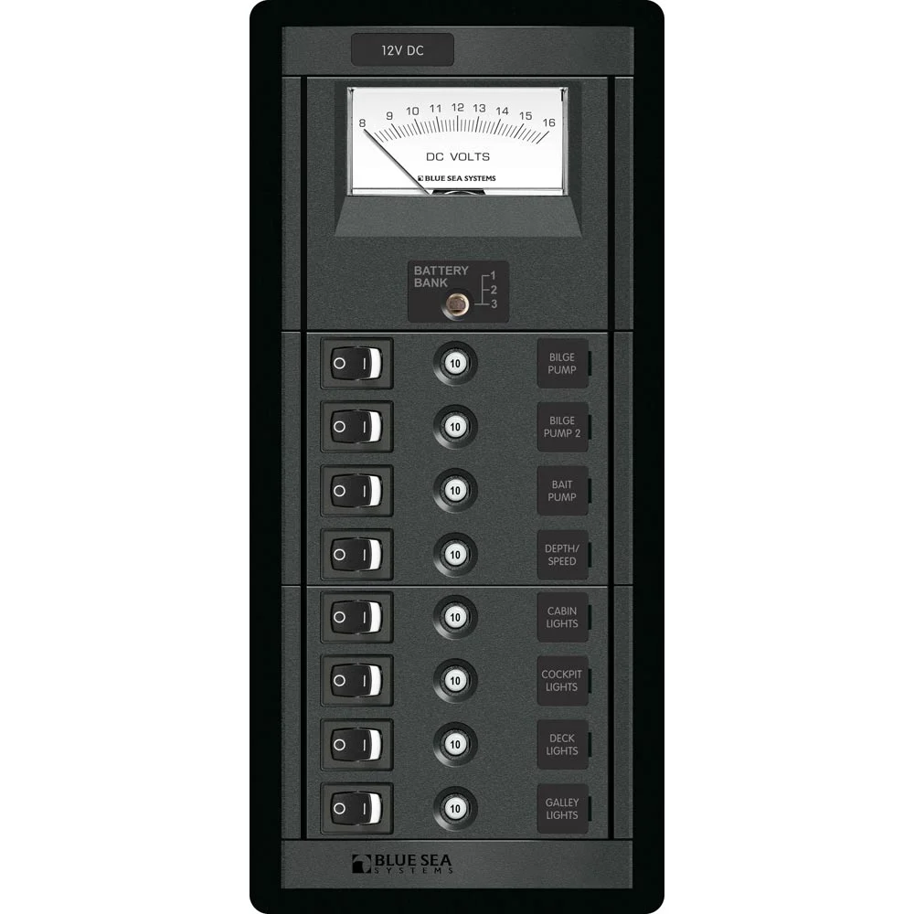 Blue Sea Systems 1463 8 Position Switch CLB + Meter Vertical – Marine Electrical Replacement Part