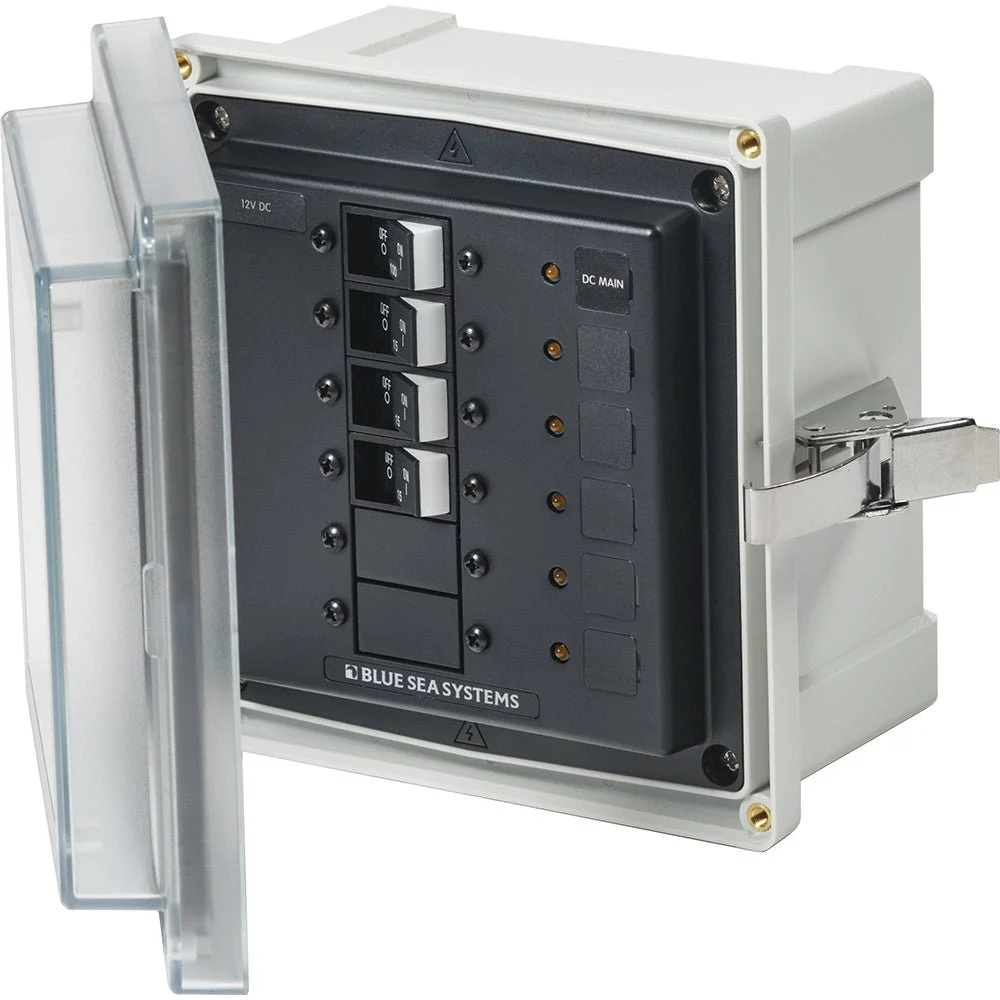 Blue Sea Systems 3135 - SMS Panel Enclosure w/UL Main & 3 Branch (12/24V) - 12/24V DC – Marine Boat Replacement Part