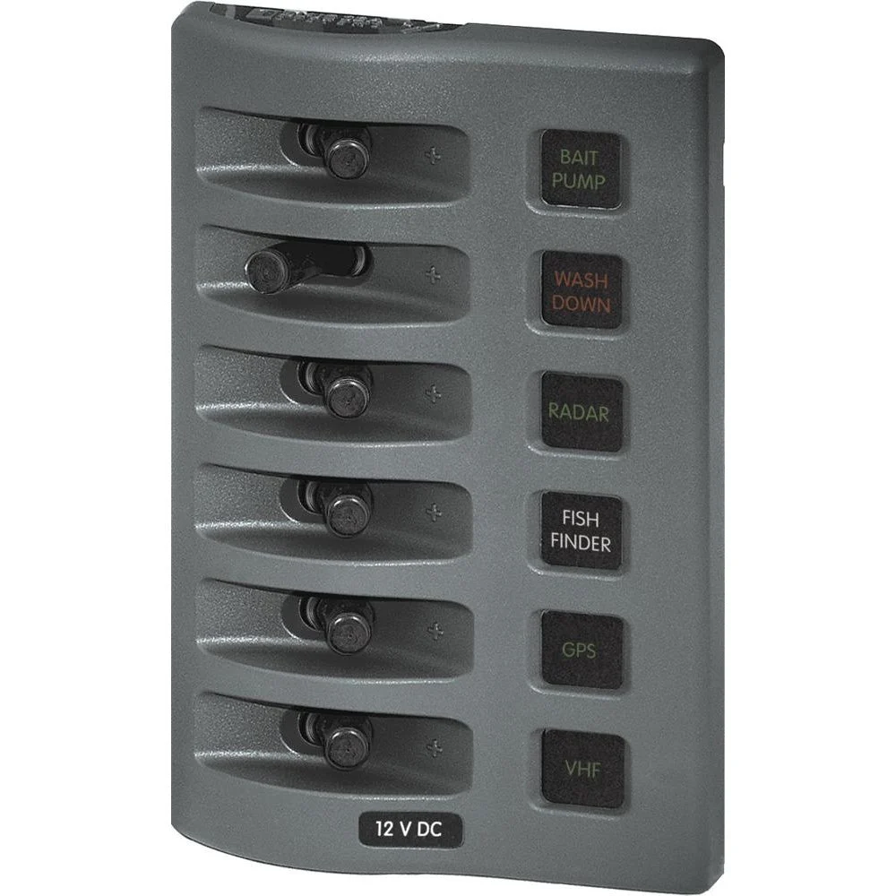 Blue Sea Systems 4306 WeatherDeck Water Resistant Fuse Panel - 6 Position - Grey – Marine Boat Replacement Part