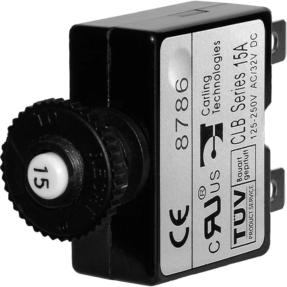 Blue Sea Systems 7056 15A Push Button Thermal with Quick Connect Terminals – Marine Boat Replacement Part