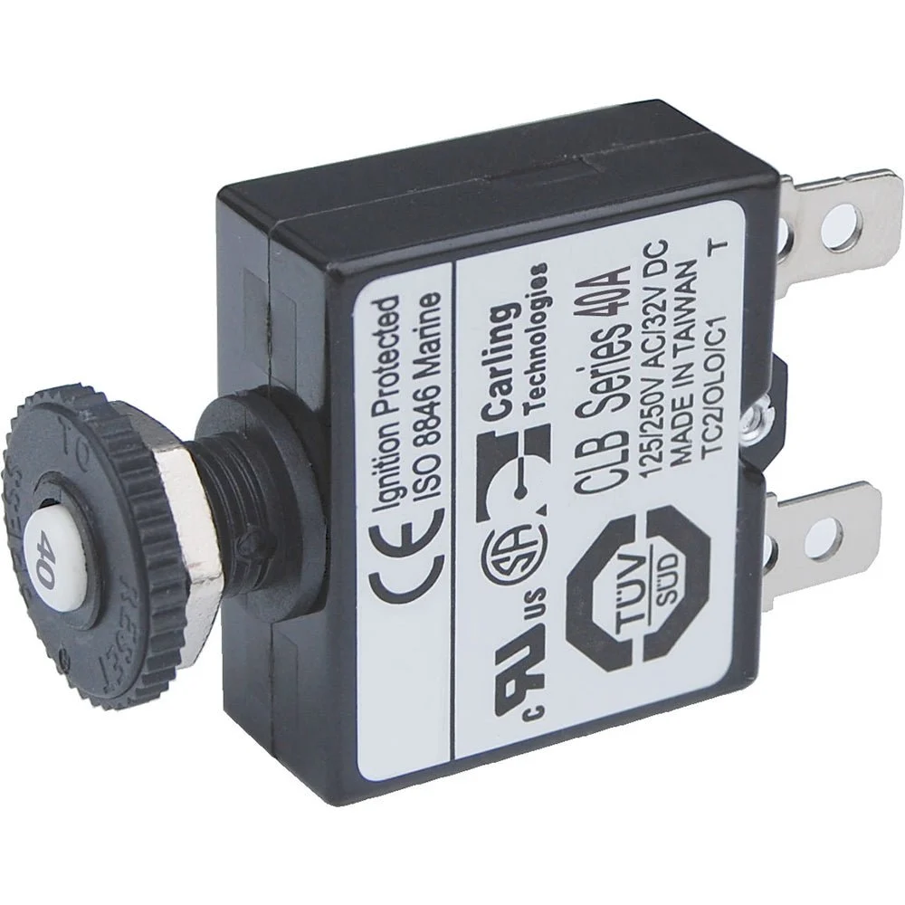 Blue Sea Systems 7061 40A Push Button Thermal with Quick Connect Terminals – Marine Boat Replacement Part