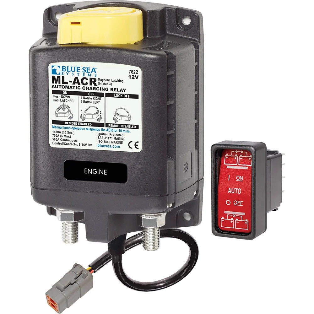 Blue Sea Systems 7622100 ML ACR Charging Relay 12V 500A w/Manual Control & Deutsch Connector – Marine Boat Replacement Part