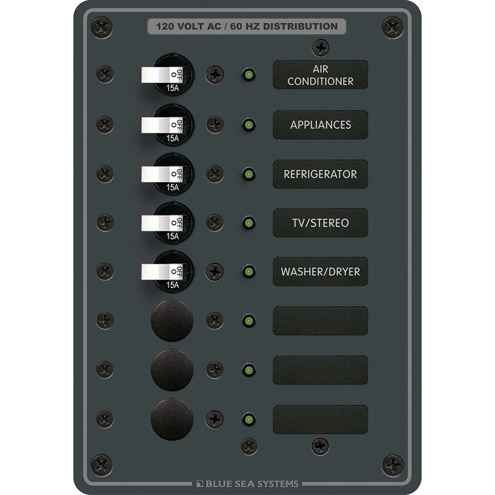 Blue Sea Systems 8059 AC 8 Position Toggle Circuit Breaker Panel – Marine Electrical Replacement Part
