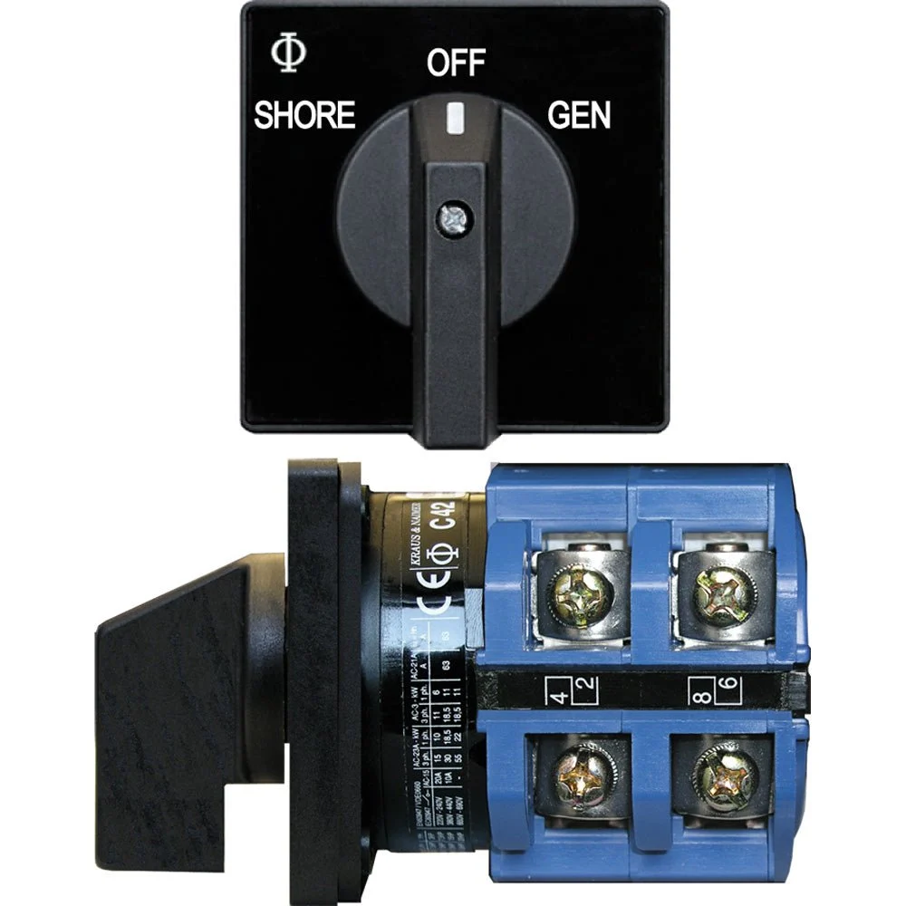 Blue Sea Systems 9011 Switch, AV 120VAC 65A OFF +2 Positions – Marine Electrical Replacement Part