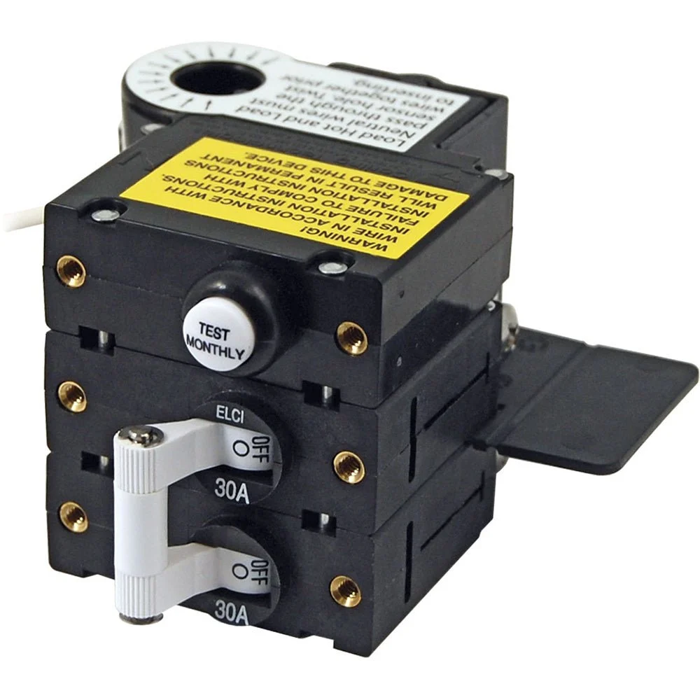 Blue Sea Systems A-Series ELCI Main Circuit Breaker - Double Pole 120V AC 30A – Marine Boat Replacement Part