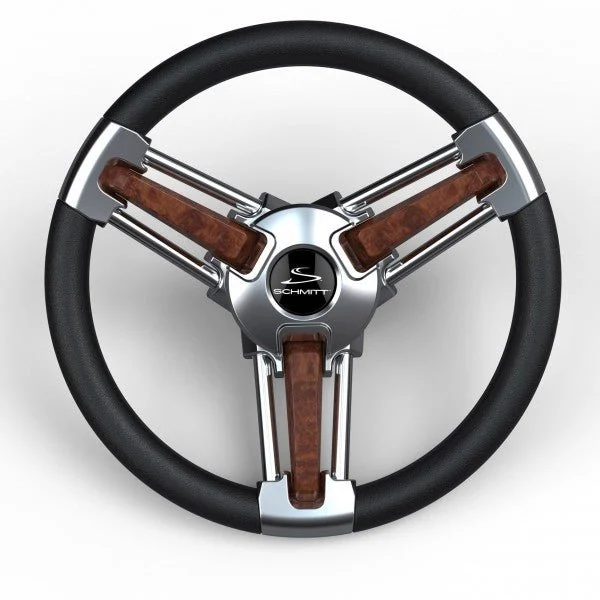Schmitt/Onga Burano Steering Wheel Black / Burl – Marine Boat Replacement Part