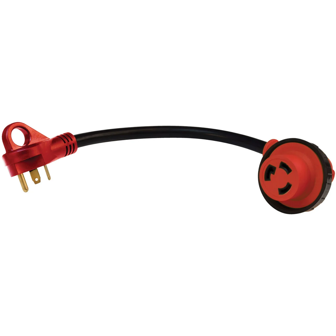 Valterra A10-3030D90 Mighty Cord 90° Detachable 12" Adapter Cord - 30AM to 30AF, Red (Bulk) - A10-3030D90