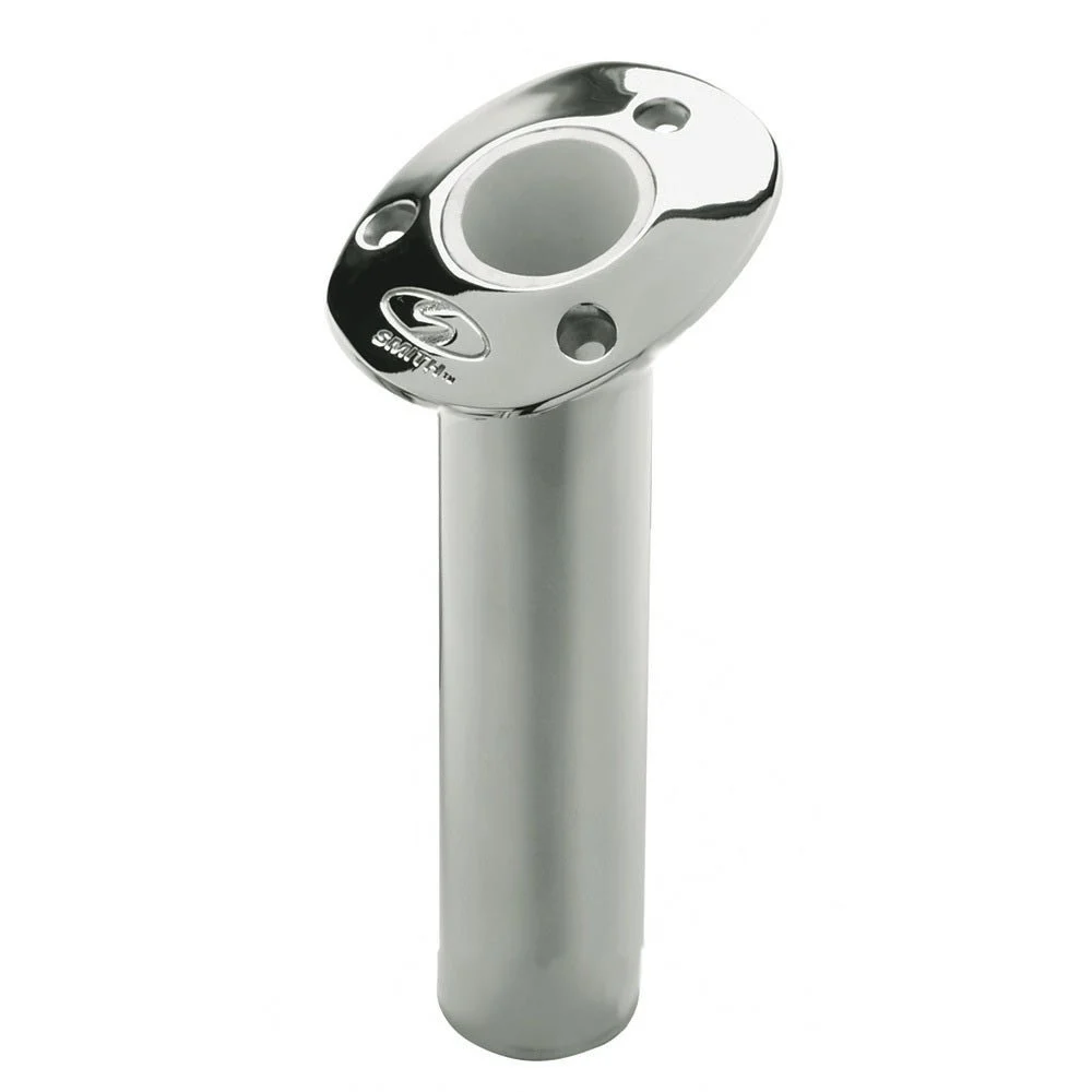 C.E. Smith Flush Mount Rod Holder - 15 Degree & 9" Depth - Stainless Steel - Cast Gimbal - White Vinyl Lin – Marine Boat Replacement Part