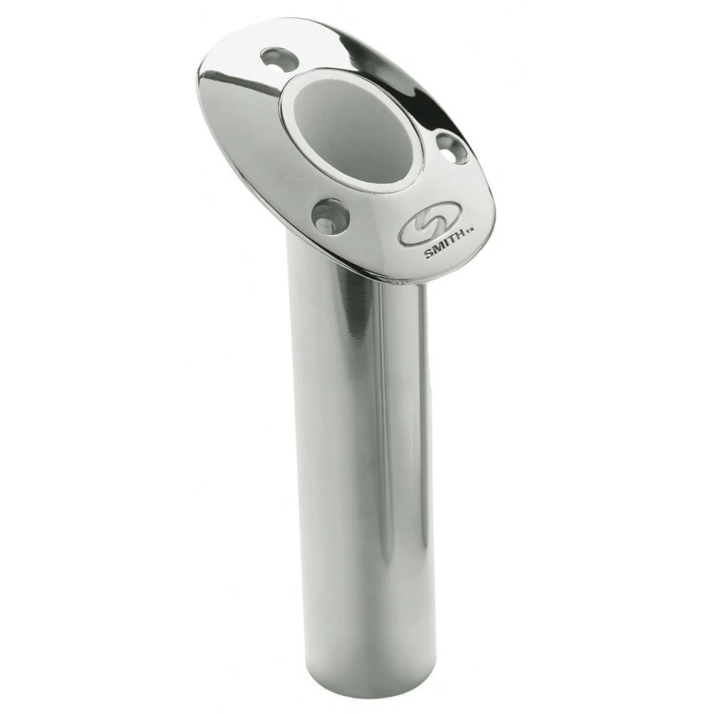 C.E. Smith Flush Mount Rod Holder - 30 Degree & 9" Depth - Stainless Steel - Cast Bottom - White Vinyl Lin – Marine Boat Replacement Part