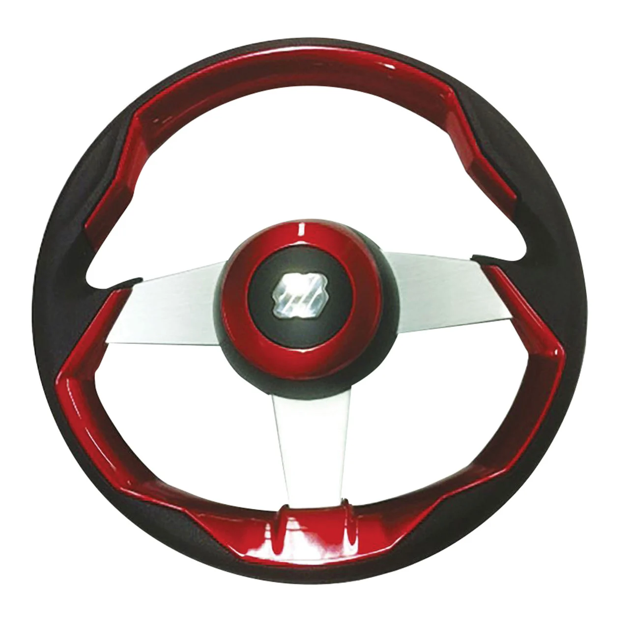 Uflex G69481J GRIMANI 13.8" Steering Wheel with Silver Spokes - Red - GRIMANI R/S