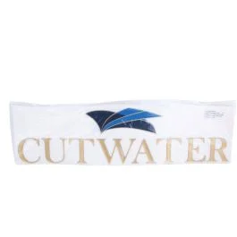Universal Products | Cutwater Domed Logo Set, 2 - Trans Gold Intense Blue Dark Blue, 2 - Chrome Mirror
