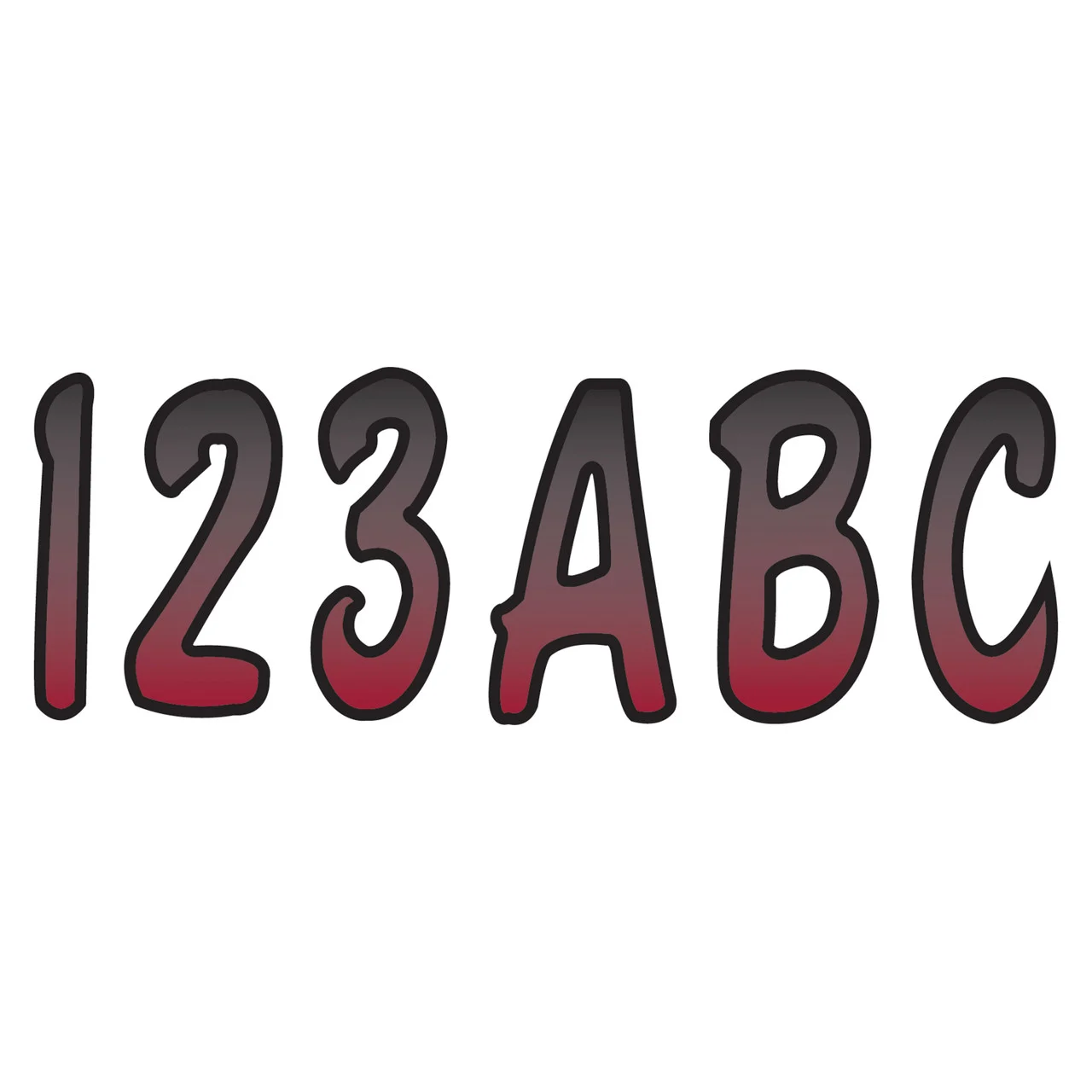 Hardline Products RUBKG200 200 Series 3" Letter/Number Kit - Burgundy/Black - RUBKG200