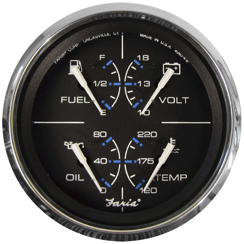 Faria Beede Instruments Chesapeake Black 4" Multifunction Gauge – Marine Boat Replacement Part